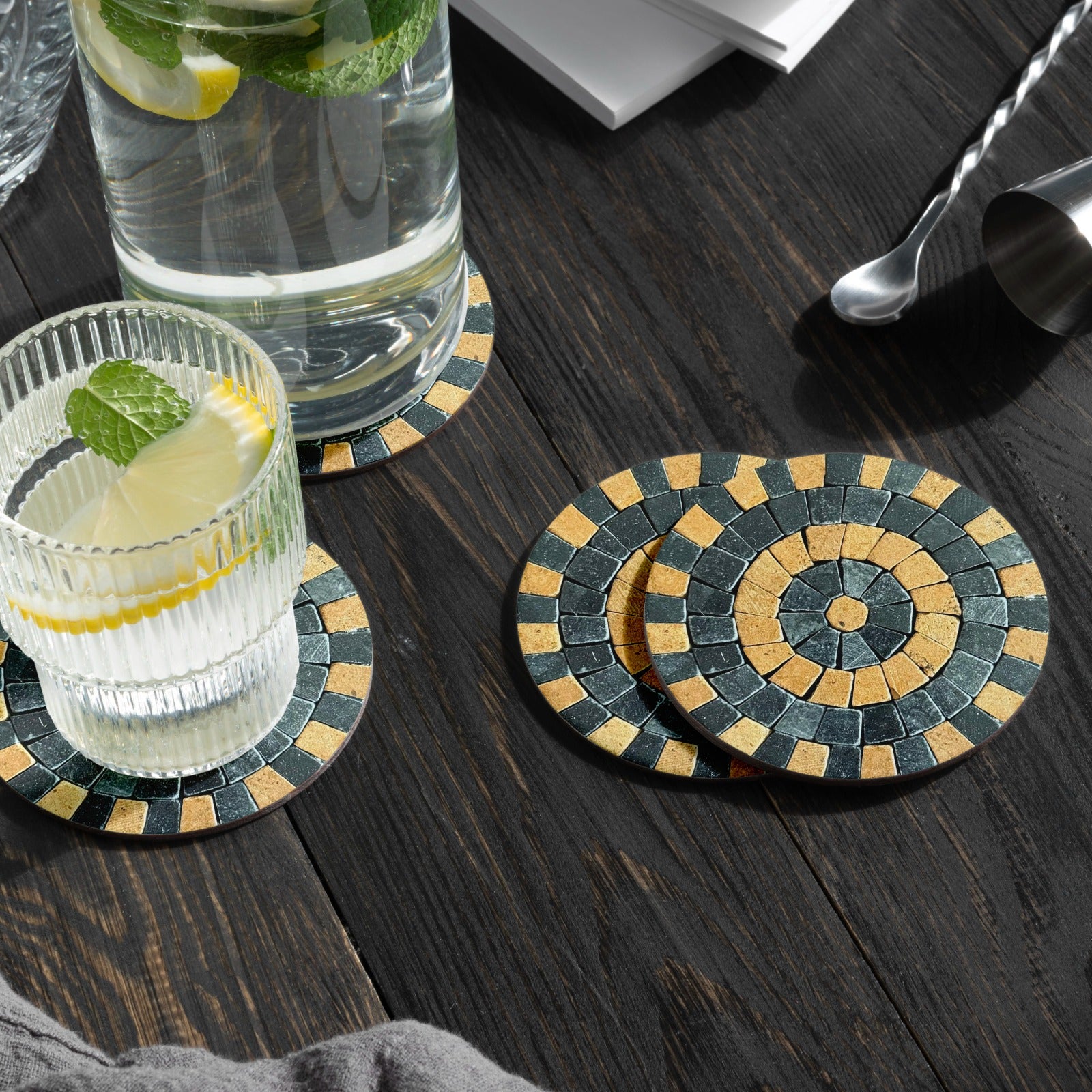 Midnight Gold Handmade Coaster for Antique Home Decor